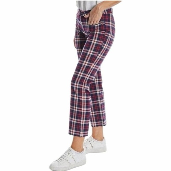 OAT New York Wallace Plaid High Rise Cropped Pants 27 - Picture 3 of 7